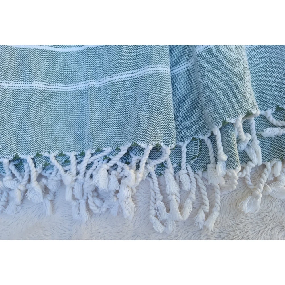 Aubrey personalized Turkish green striped Beach Towel blanket